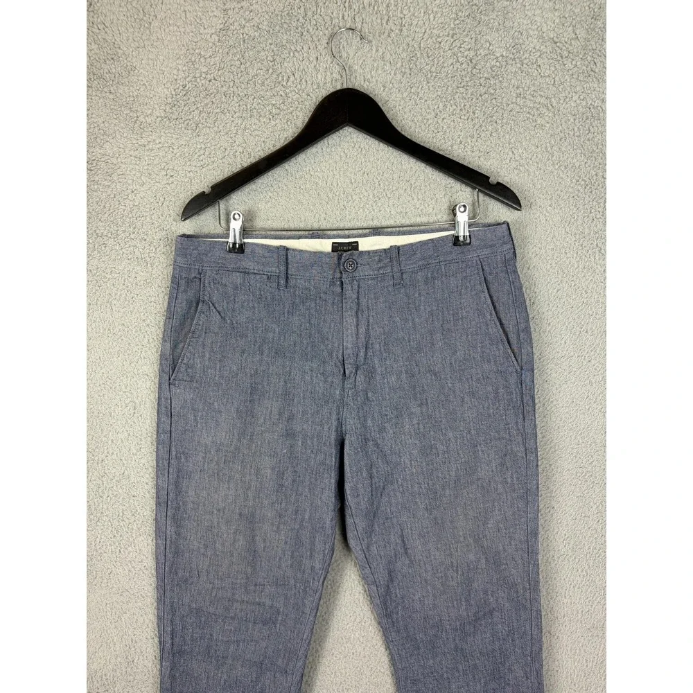J.Crew Pants Mens 33x32 Blue 770 Slim Fit Chambray Stretch Chino Casual Office